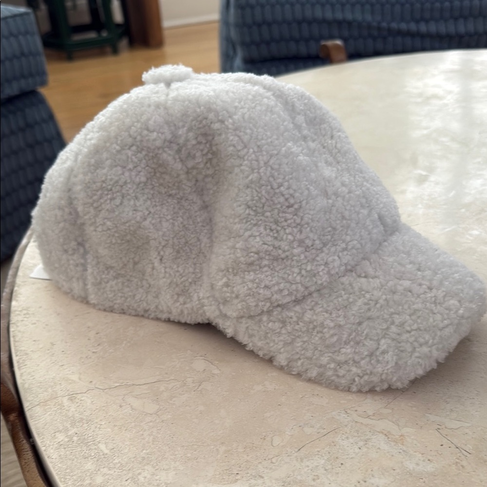 Mitchie's Ivory Shearling Curly Lamb Baseball Cap